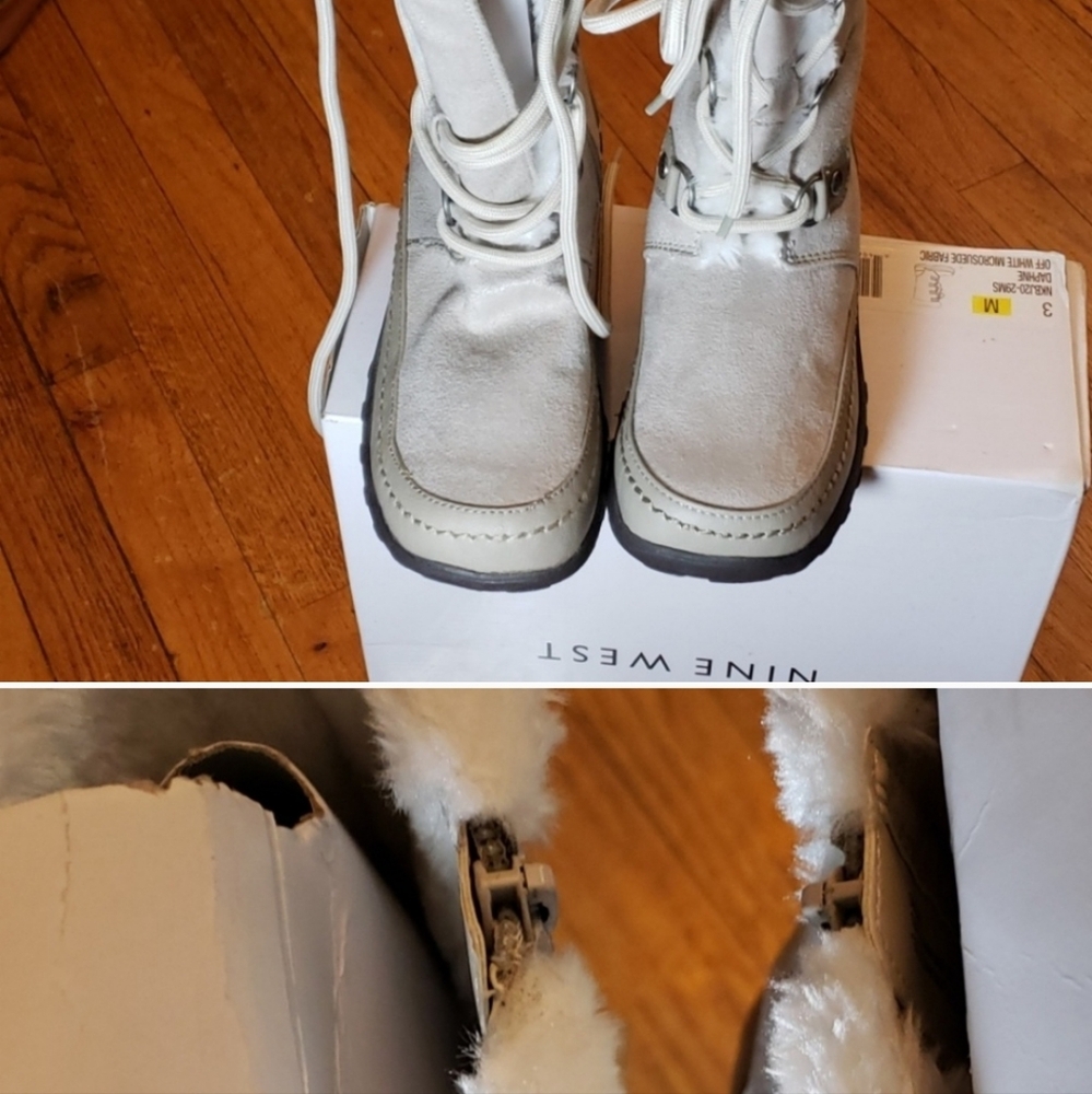 Nine West Daphne Toddler K Off White Boots Size 3 - Picture 3 of 10